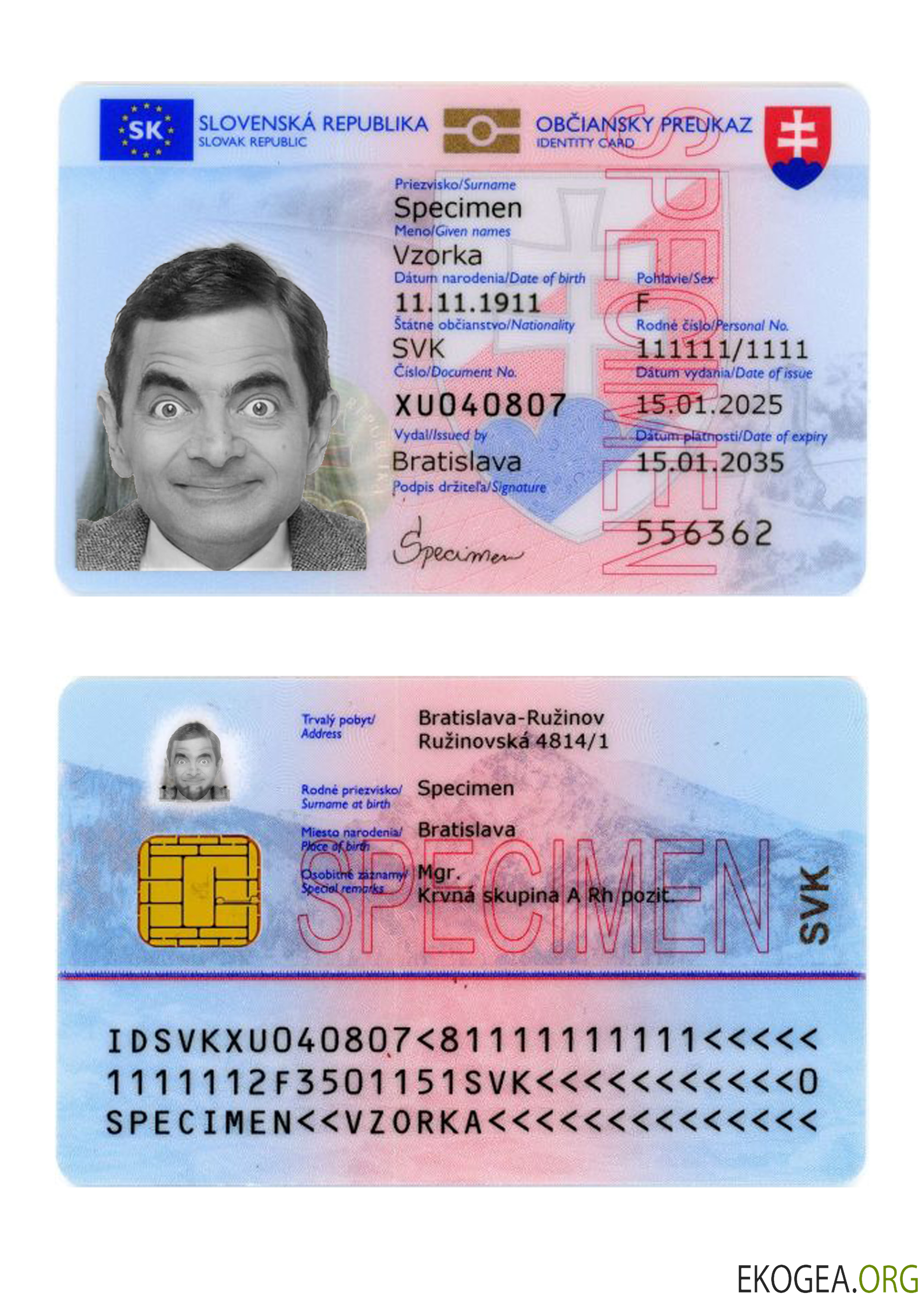 Carte d'identité de Slovaquie 2025 présent